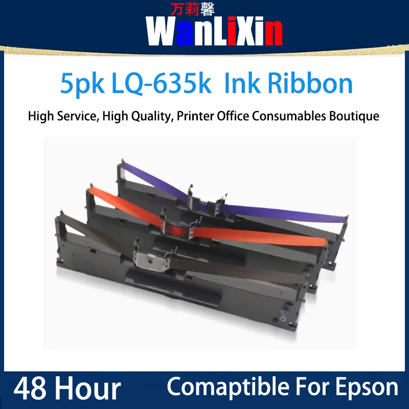 

Чернильная лента 5pk LQ-635k, совместимая с картриджем для принтера Epson LQ630k LQ730KII Punch-type.