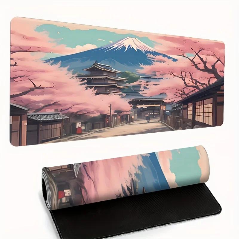 Mount Fuji Large Mouse Pad, Natural Rubber, Durable Stitched Edges, Anti-Slip Desk Mat, Learning Accessories