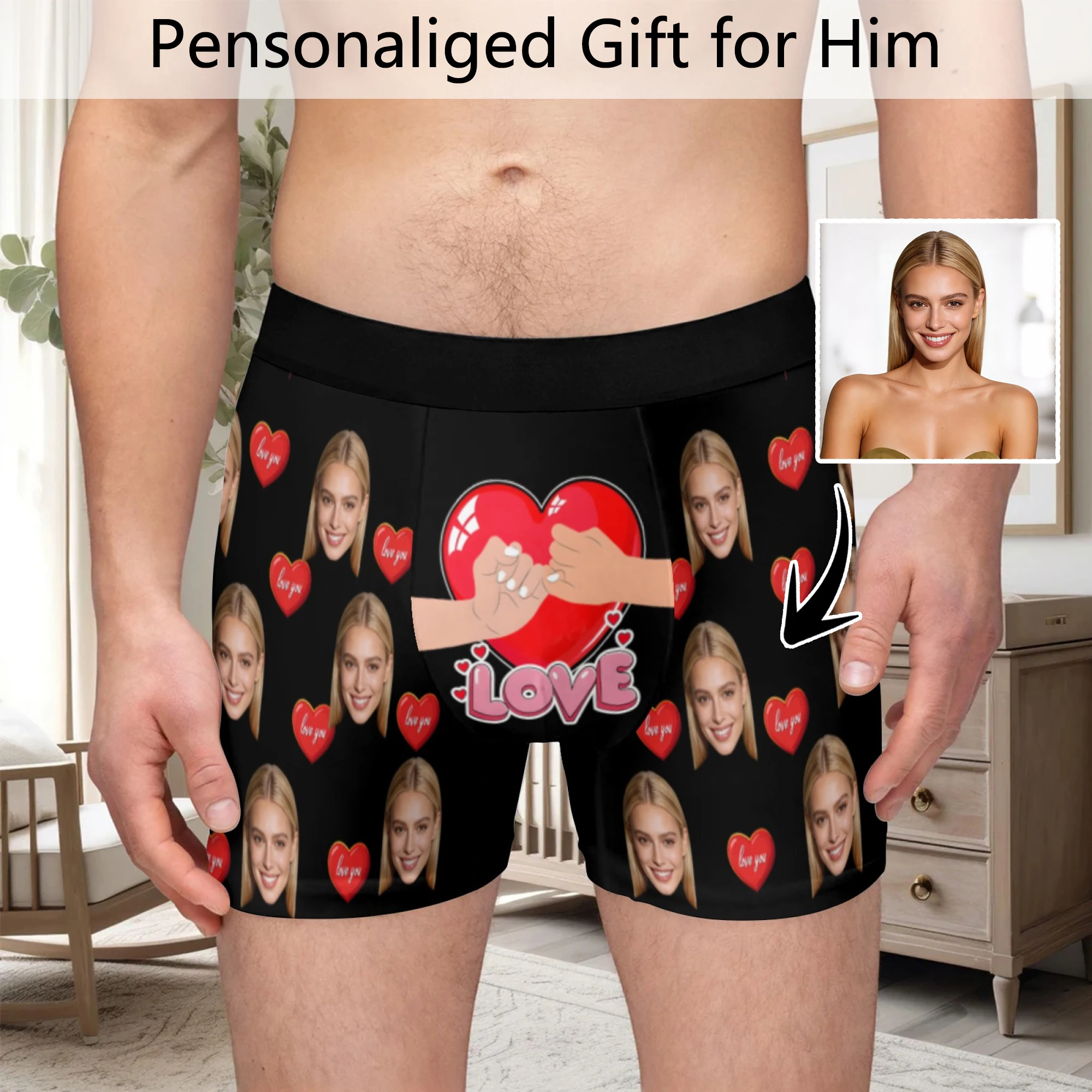 Personalized facial photo customization flat underwear customization men's Valentine's Day gift for husband gift for father