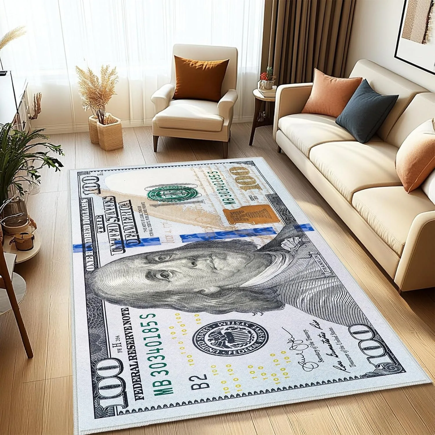 Currency Area Rug New Bill Design Doormat Non-Slip Doormat for Living Room Bedroom Kitchen Indoor Outdoor Carpets ( 23.6''x15.7'')