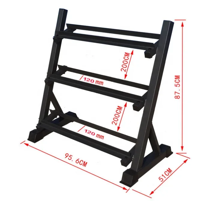 

Hot Sell Cheap Price Sports Steel Dumbbell Rack gym equipment 3 tier dumbbell rack rubber coated steel dumbbell rack