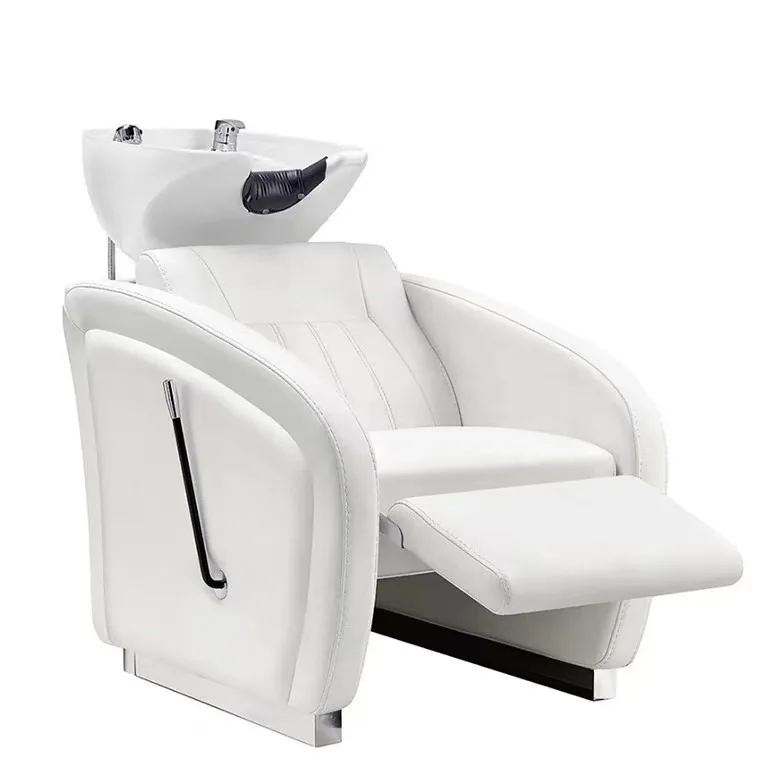 !@！@Simple semi-reclining flush bed multi-color thickened comfortable backrest manual leg lifting baffle salon shampoo bed