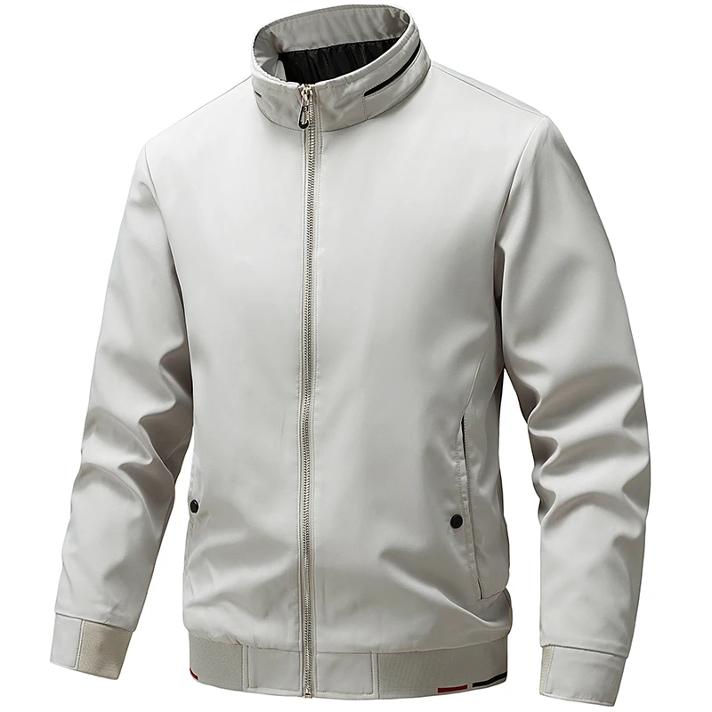 

Мужская тонкая деловая повседневная куртка-бомбер на молнии с воротником-стойкой, модная ветровка, верхняя одежда для мужчин, весна-осень 2026