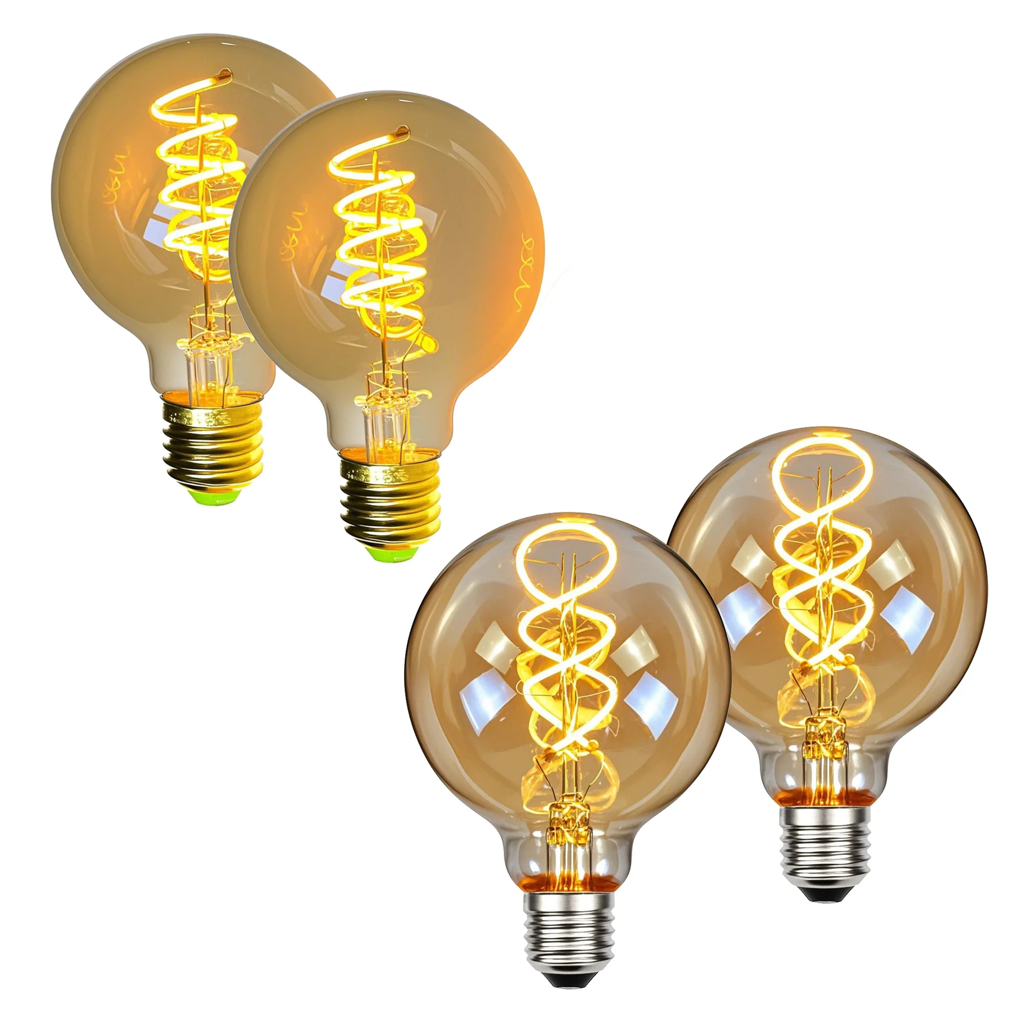 

TIANFAN 2-Pack Edison Led Bulb G80 4W Dimmable 220-240V E27 2000K Super Warm Spiral Filament Specialty Decorative Light Bulb