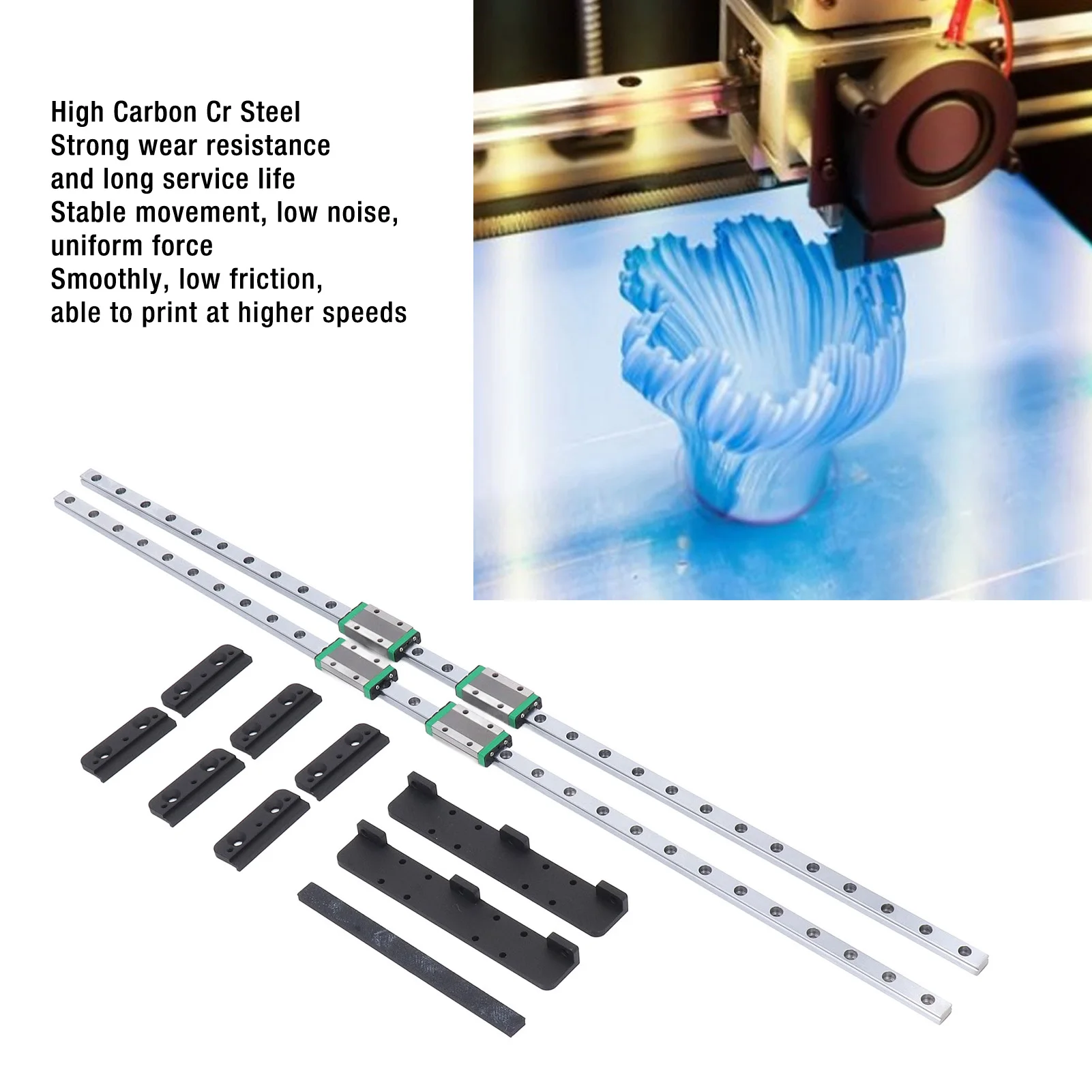 Linear  Rail Kit High Carbon Cr Steel Low Noise Y Axes Linear  Rail Hard Wearing Uniform Force for Neptune 3 Maximum