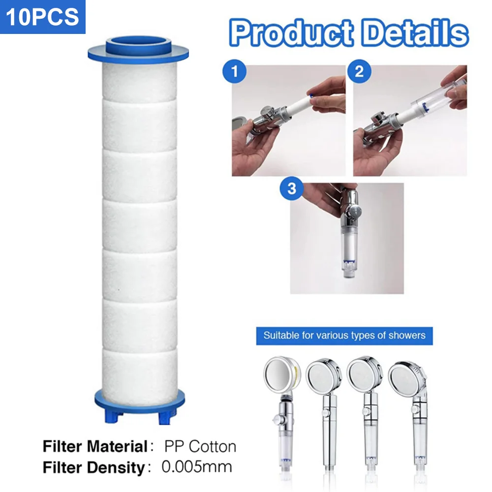 10Pcs Replacement Shower Filter Shower Head High Pressure Water Saving Spray Adjustable Showerhead Filters Bathroom Accessories