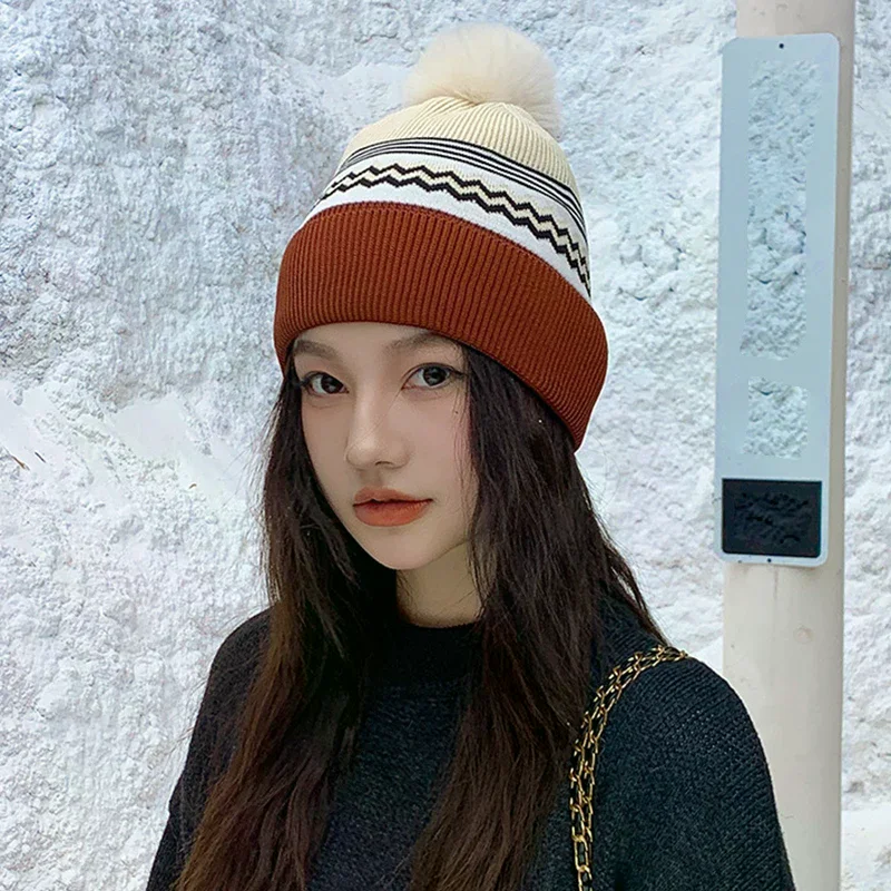 

Осенне-зимняя женская вязаная шерстяная шапка с большой окружностью головы, свободный стиль, теплая и холодостойкая