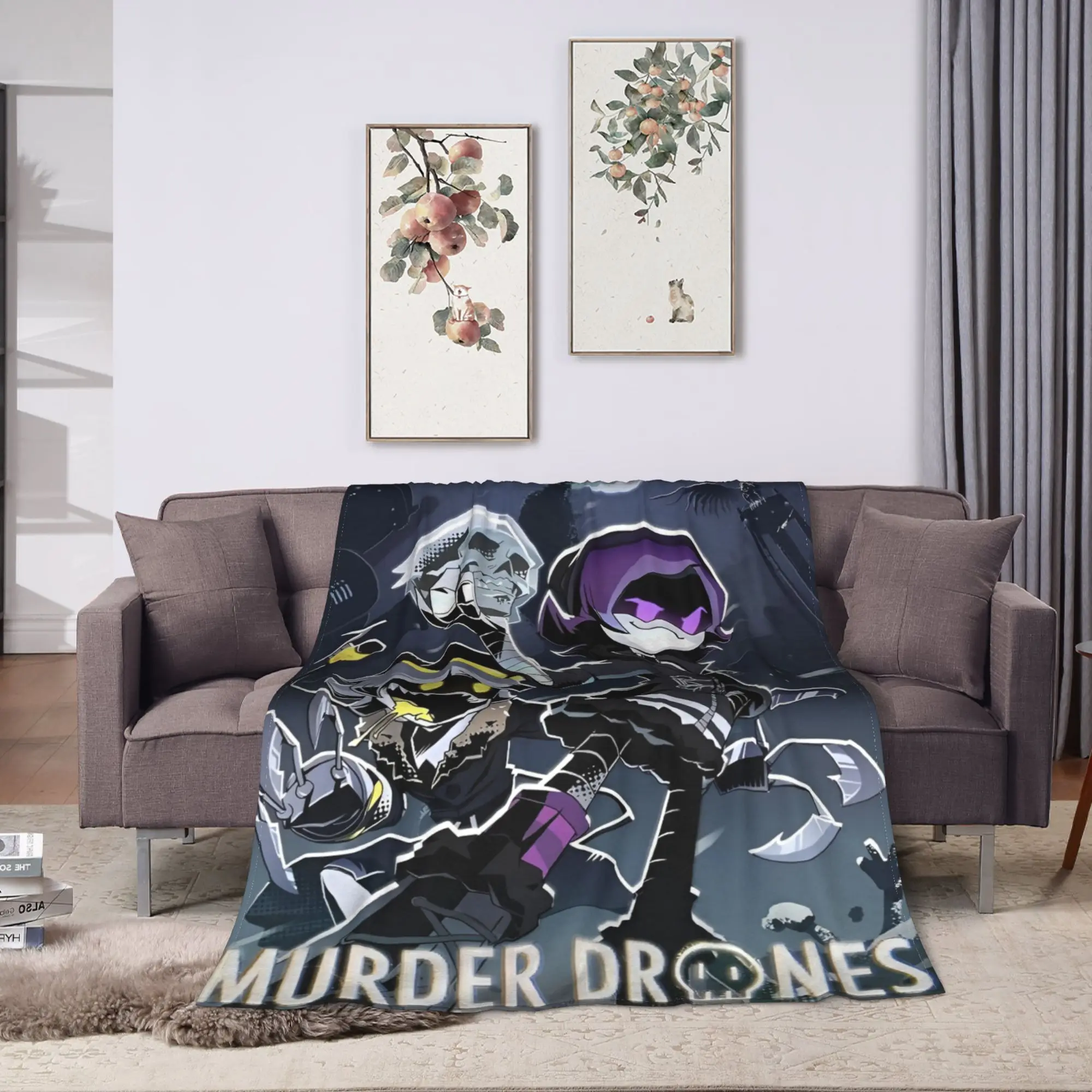Robot Murder Drones V Uzi  Warm Soft Blanket  Travel Plush Throw Blanket Novelty Couch Chair Flannel Bedspread Sofa Bed Cover