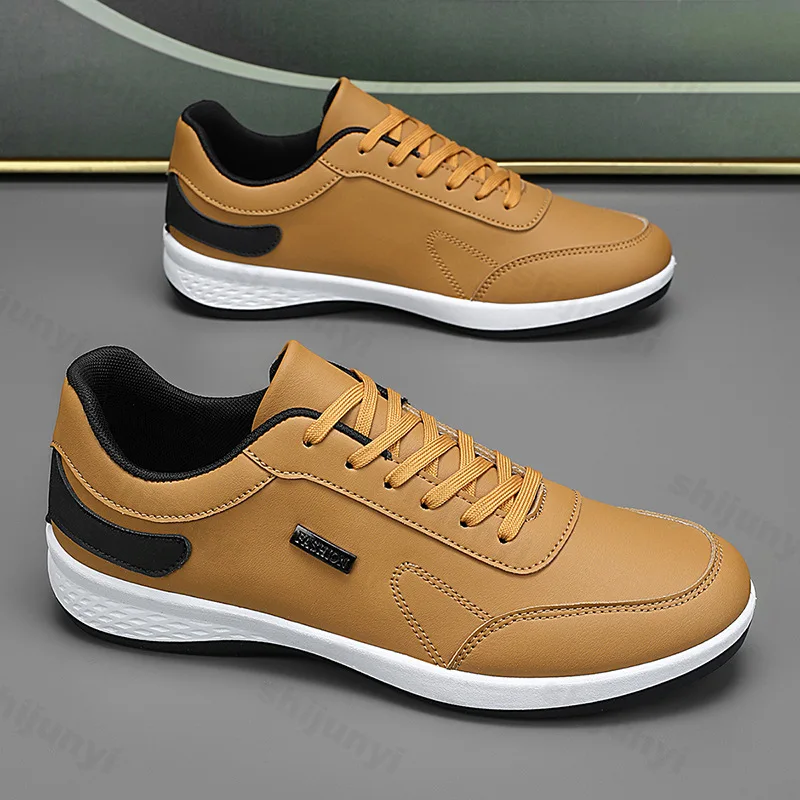 

Sneakers 2025 Fashion Men PU Leather Casual Shoes Anti Slip Comfortable Lace Up Outdoor Tennis Running Sports Shoes Size 39-48