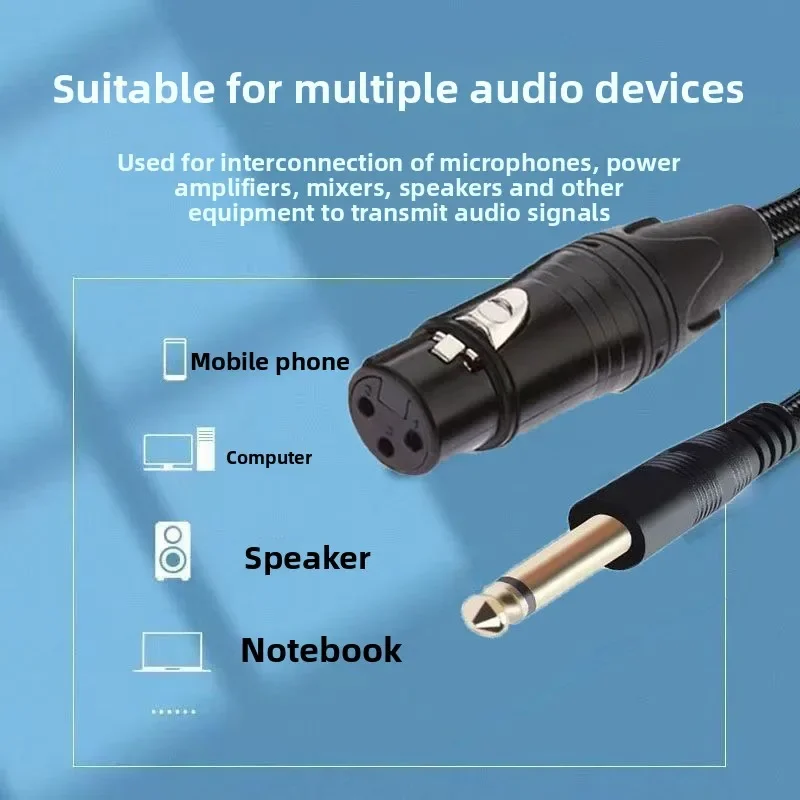 6.35mm to XLR Microphone Cable, Dual-Core to XLR Female Audio Cable, Amplifier and Instrument Audio Connection Cable