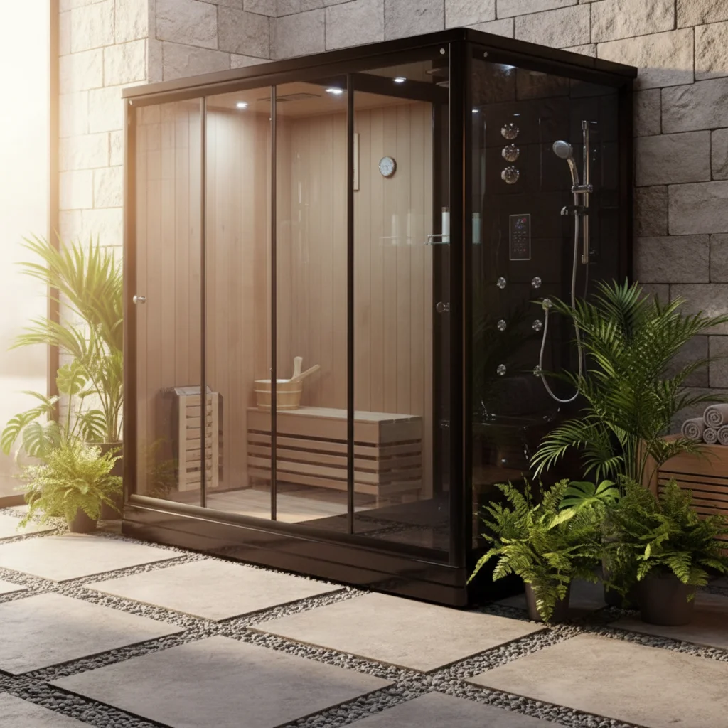 &c Many  Person Dry Wet Steam Shower Room Outdoor Sauna Cabin Combos Steam Shower Full Spectrum Far Infrared Sauna