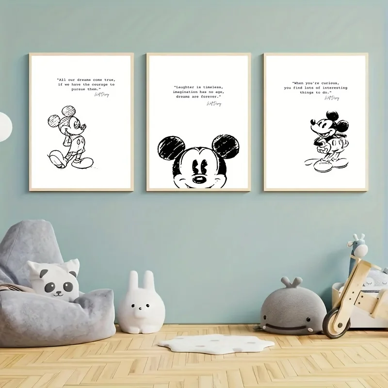 3Pcs Miniso Disney Mickey Mouse Poster and Prints Canvas Paintings Living Room Decor Wall Art Pictures Home Decor Unframed - Image 2