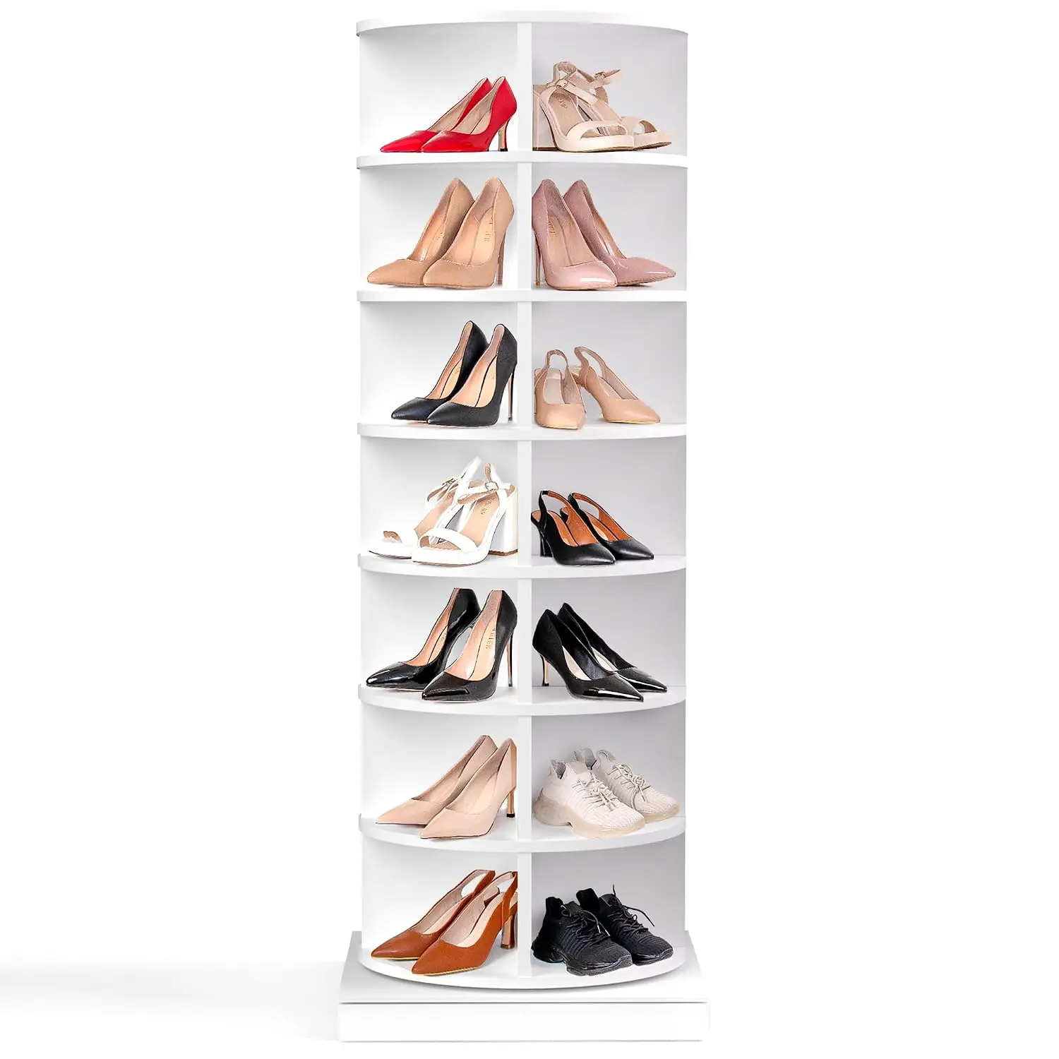 7-Tier 360° Rotating Shoe Rack Tower Holds 35 Pairs Storage Organizer Shelf for Entryway Living Room, Customized