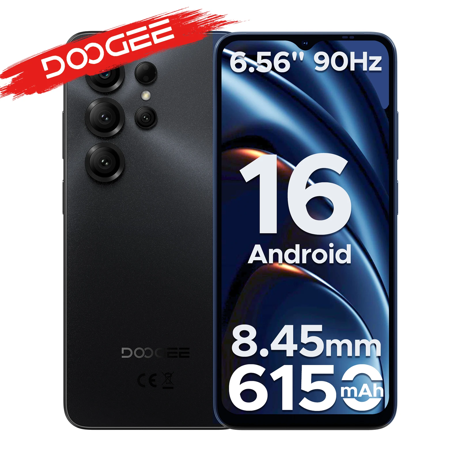 Version mondiale DOOGEE Note56 X Smartphone Android 16 6,56" Batterie 6150 mAh 24 Go RAM (3+21) 64 Go ROM Téléphone mobile