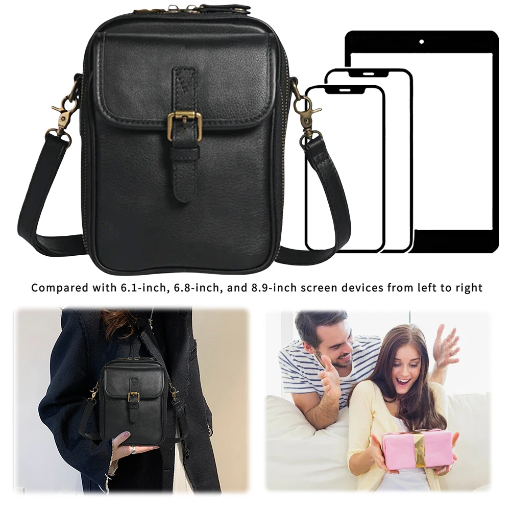 

Кожаная мини-сумка через плечо с регулируемым съемным ремнем, универсальная сумка-кошелек для телефона, для женщин и мужчин