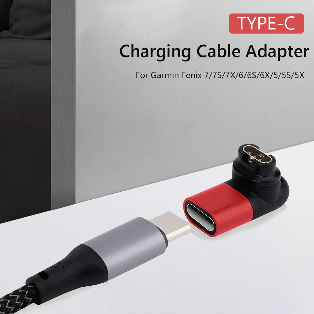 Type C Charger Base Adapter Smart Watch Watch Charging Converter 90 Degree Elbow Accessories for  Fenix 7/7S/7X/6