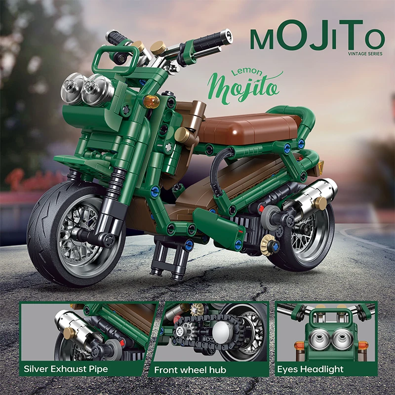 Décennie s de Construction de Moto ZOOMER à Module Haut, Modèle de Scooter Vintage de Ville, Jouets en Briques pour Garçons, Cadeaux de Noël, 450 Pièces