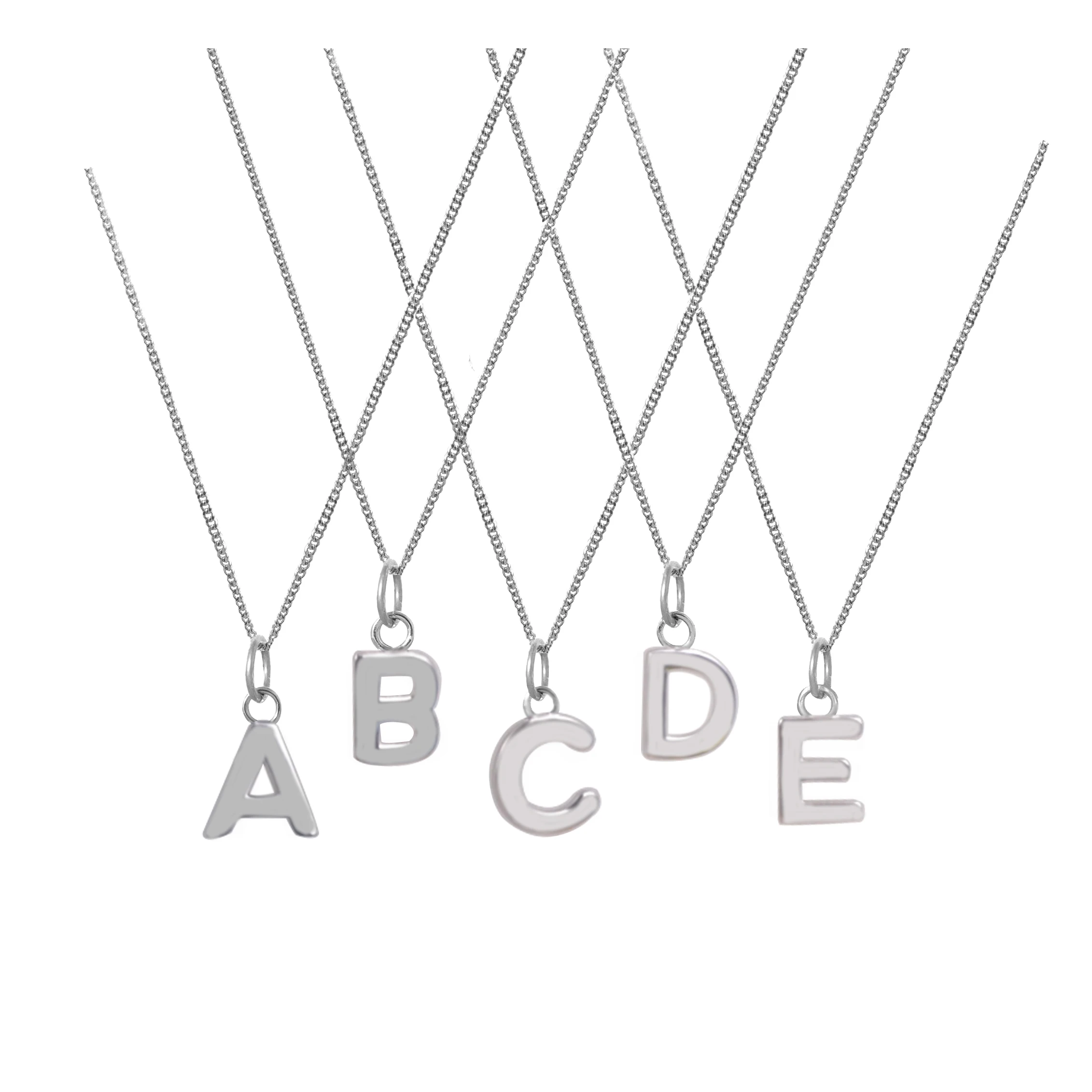 

WMLE001 Sterling Silver Initial Alphabet Letter Name Charm Pendant Necklace Personalized Gifts for Women or Girls