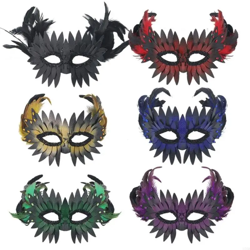

270D Mysterious Owl Styles Beak Mask Half Face PU Construction Decorated For Halloween And Cosplay Event