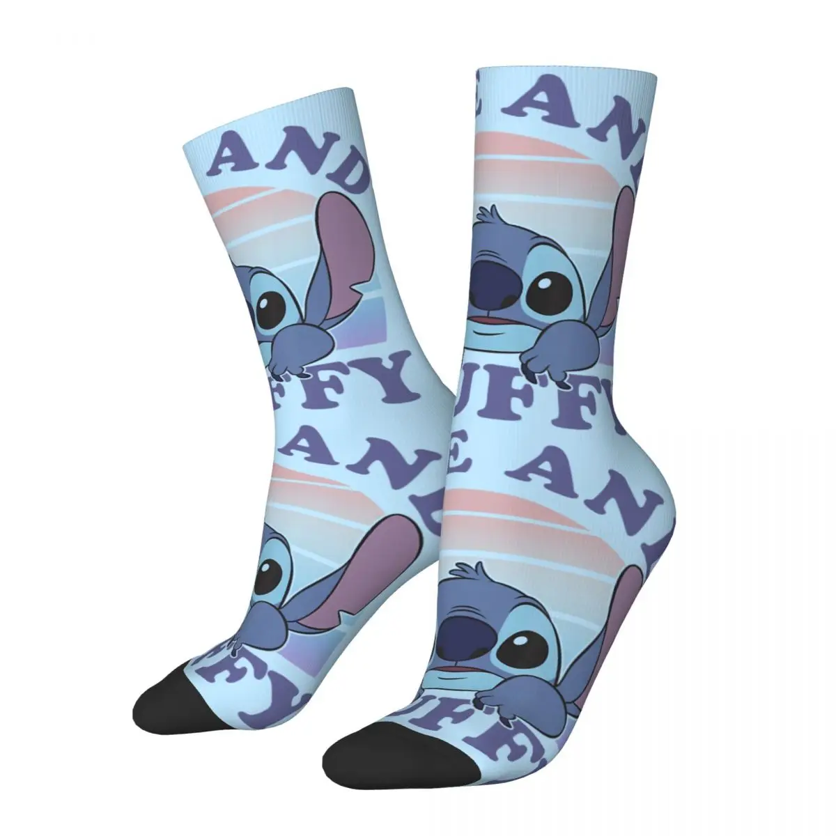 Cute And Fluffy Vintage Gradient Men's Socks Retro Harajuku Disney Lilo & Stitch Film Street Style Novelty Seamless Crew Sock