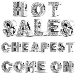 925 حبات سحر الفضة الإسترليني لسوار باندورا ، 26 حرفا ، تركيبة مجانية ، إنتاج مجوهرات DIY ، هدية أفضل 10 حبات مبيعا بالحروف - رقم 1