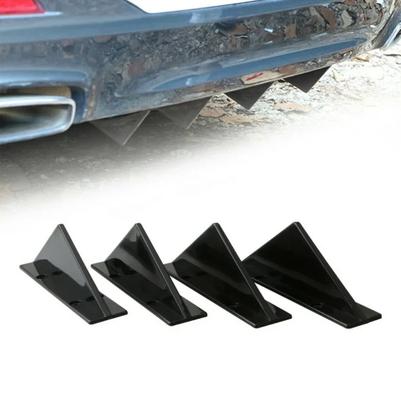 4x Black Car Rear Lower Bumper Diffuser Fin Spoiler Lip Wing Splitter Decoration