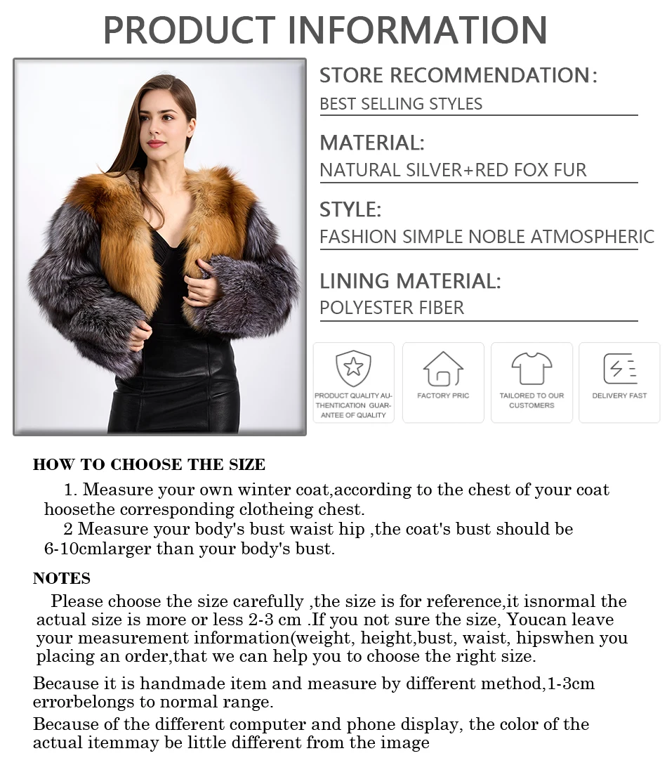 Short Red Fox Fur Coat With Round Collar Real Fur Petite Jacket Natural Silver Fox Fur Jacket Hot Selling Women's Leather Jacket