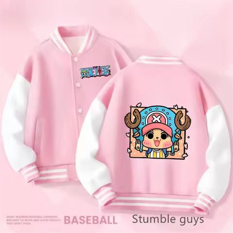 One Pieces Baseball Uniform Kids Clothes Boys Sweatshirt Hooded Kawaii Stitch Sonic Pokemoned Long Sleeve Jacket Girls Hoodie