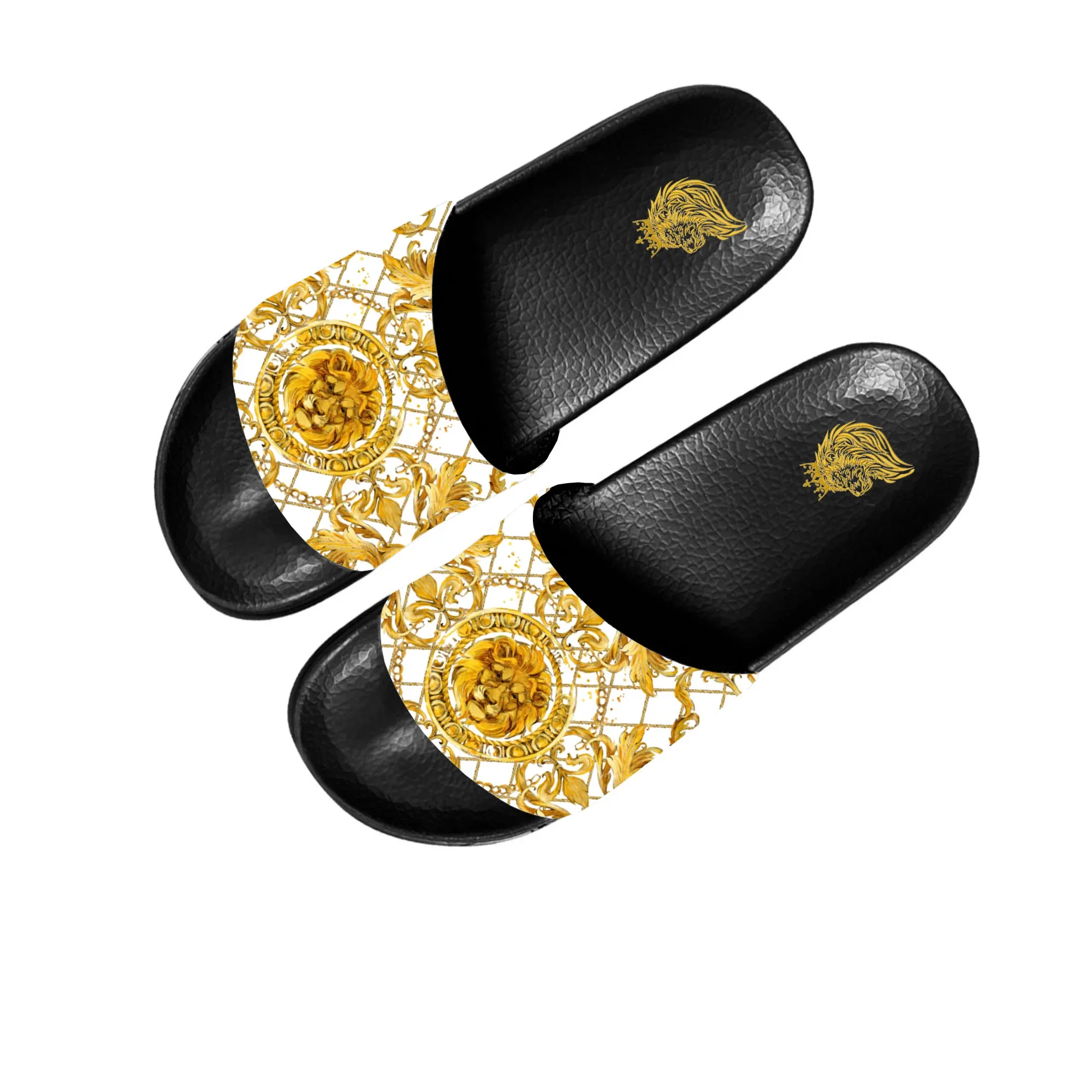 

Golden Lion Head Lace Slippers Home Water Shoes Men Women Teenagers Children Bathroom Beach Sandals That Can Be Worn Outside