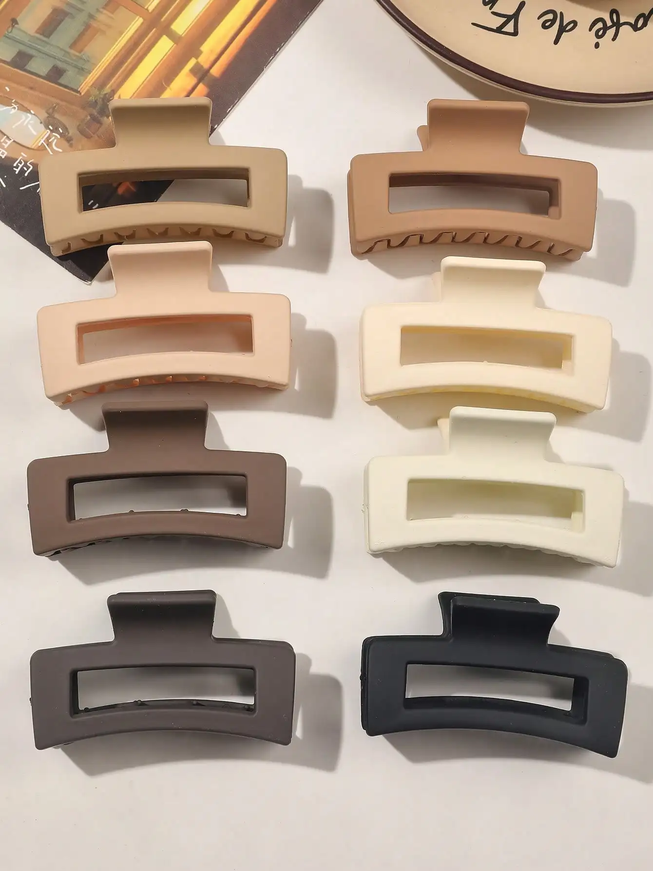 8 Stück matte kleine Blumen-Haarspangen, 6,5 cm, quadratische Haarklammern für Frauen und Mädchen, dünnes Haar, einfache 3,8 cm rechteckige Haar-Accessoires – Detail 12