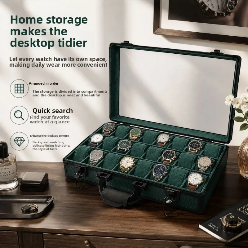 18 Slot Watch Display Case Portable Dustproof Shockproof Showcase Window Live Streaming Organizer watch case box