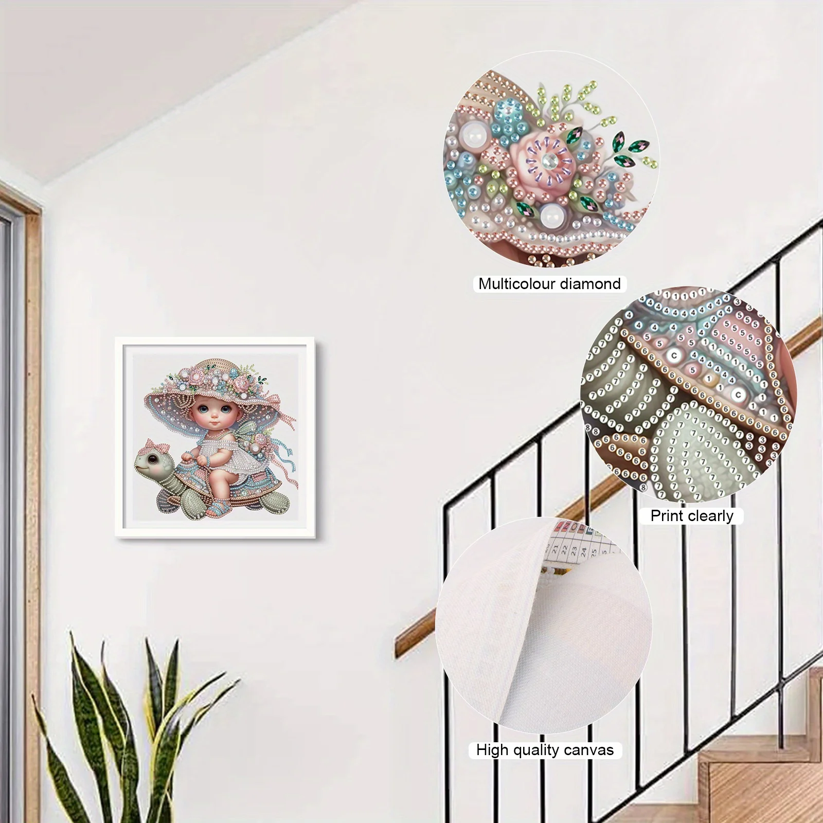 DIY Girl and Turtle 5D Special Shape Diamond Art Kits for Beginners,Diamond Art Painting Kits for Home Wall Decoration Gift