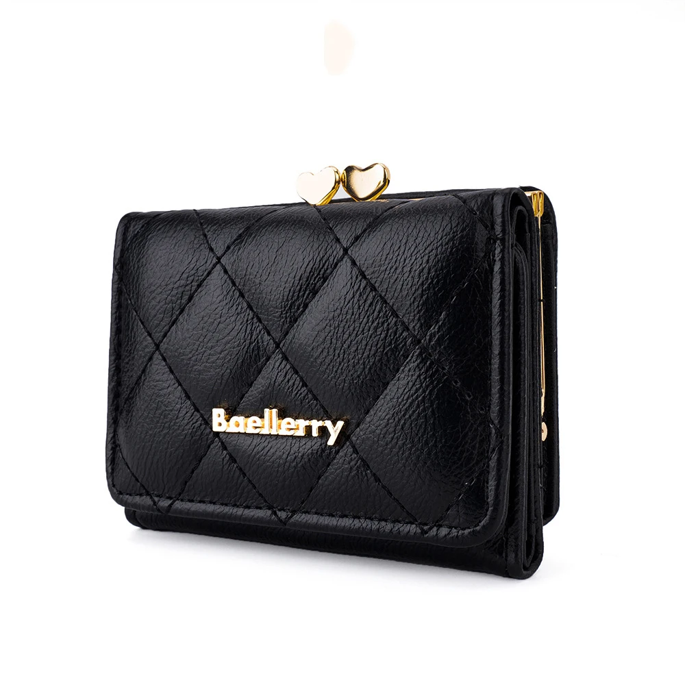 Baellerry-محفظة جلدية للنساء ، حاملات بطاقات ، غلق بمشبك على شكل قلب ، محفظة عملات معدنية ، أنثى ، قصيرة ، مشبك نقود ، صغير ، أبيض #4