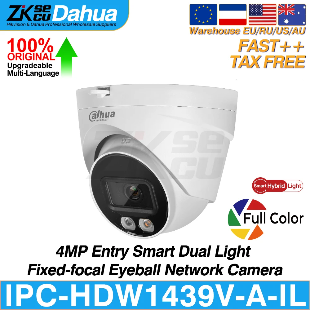 dahua original ipc hdw1439v a il 4mp entrada inteligente dupla luz fixa focal globo ocular camera de rede cor cheia humano detectar poe ip67 01