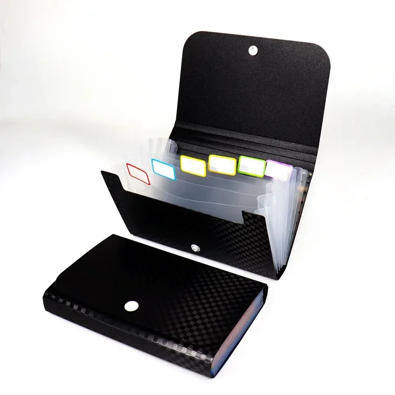 Small File Wallet Receipt Folder A6 Accordion Folder 7-layer 13-layer File Case Waterproof with Self-adhesive Index Tabs