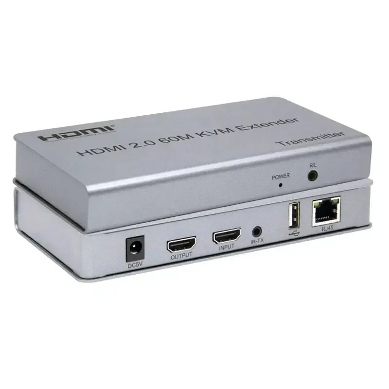 4K 60hz HDMI 2.0 60M KVM Extender Video Transmitter Receiver via Cat6 RJ45 Network Cable Support Mouse Keyboard HDMI Loop-out