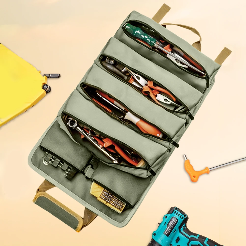 Multi-Purpose Tool Bag Multi Pocket Roll Up Tool Bag Shockproof Small Tools Organizer Bags Large Capacity Hardware Pouch