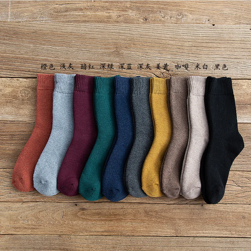 Russia Super Thicker Solid Socks Merino Wool Rabbit Socks Against Cold Snow Warm Socks Winter Funny Happy Female Men Socks