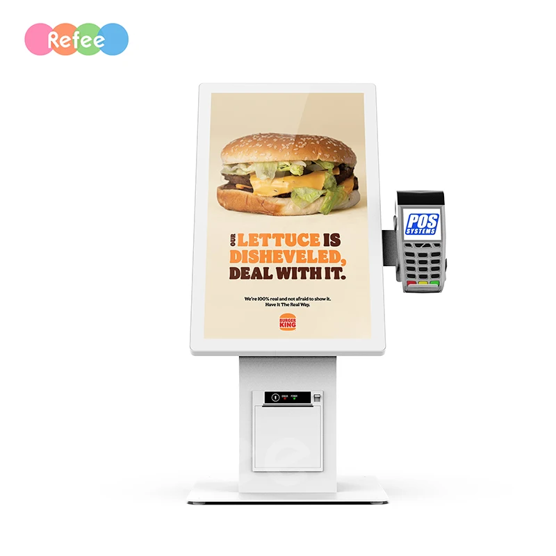 LCD Touch Screen QR Scanner/NFC Reader Ordering Printing Self Service Payment Kiosk with POS machine