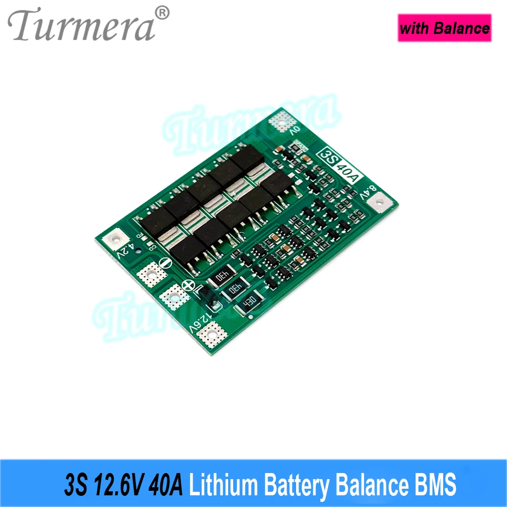 Turmera 3S 12.6V 4S 12.8V 40A Lifepo4 Lithium Battery Balance BMS 12V 5A Power Supply for 18650 21700 32700 33140 Batteies Use