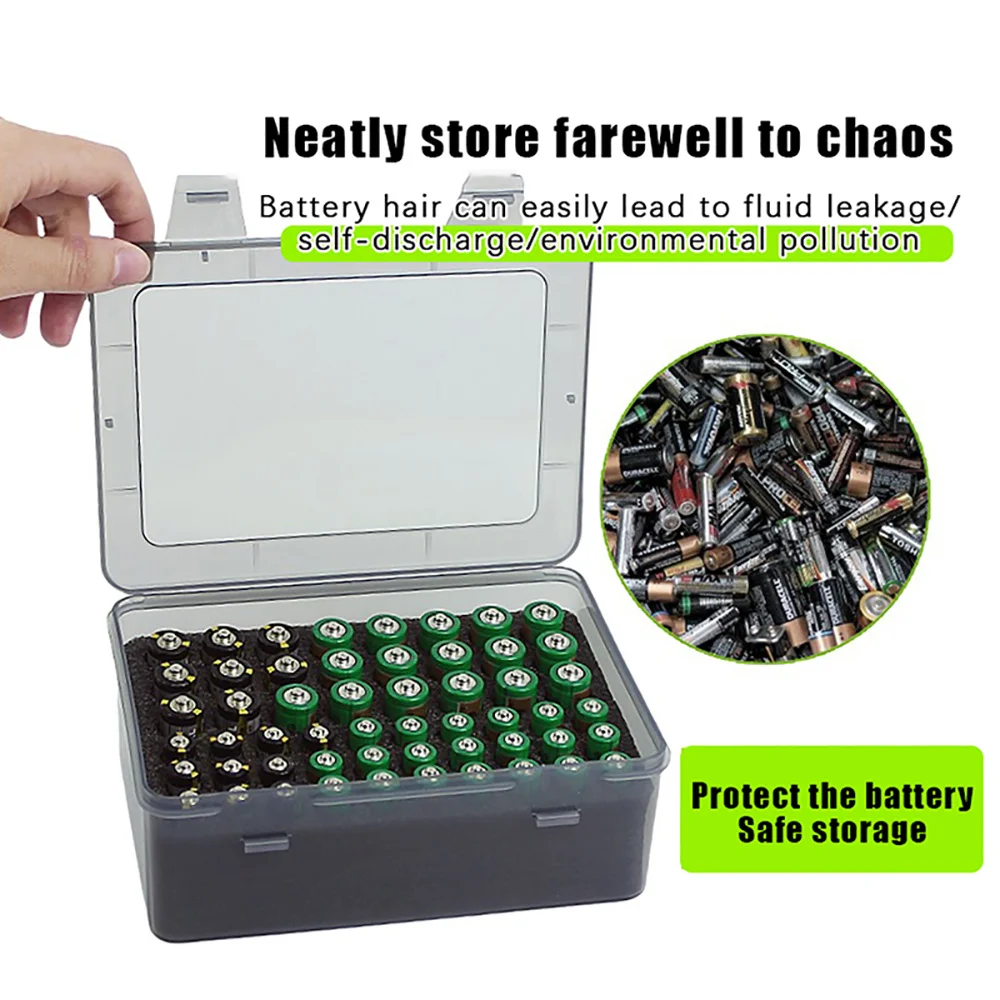 54 Slot AA AAA Battery Storage Organizer Holder Multi Slot Battery Dispenser Home Drawer Garage Container Battery Storage Box