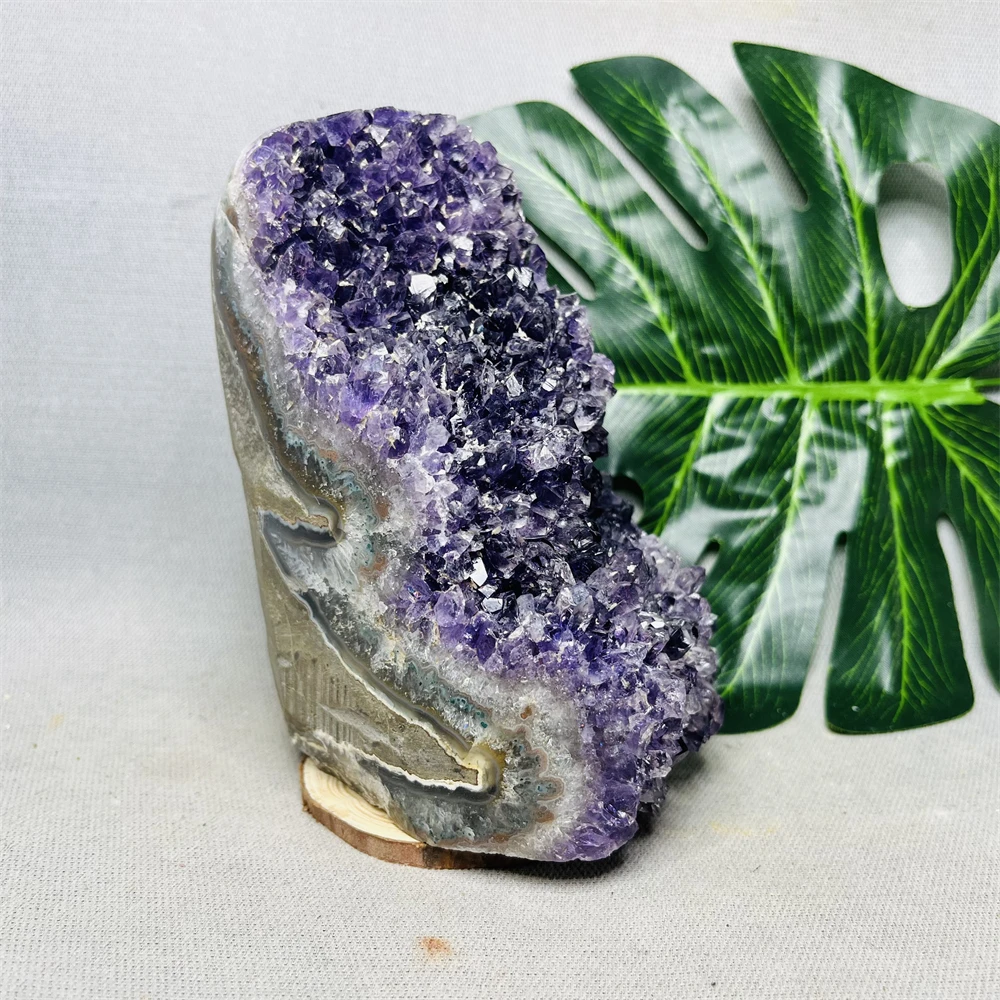 Brazil Natural Amethyst Crystal Cluster Geode Pattern Agate Original Mineral Specimens Home Garden Decoration Witchcraft altar