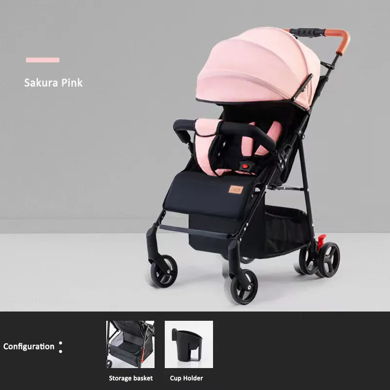 JXB 2023 Nieuwe ultralichte opvouwbare zachte kinderwagen voor zitten en liggen, pasgeboren hoge landschapswagen