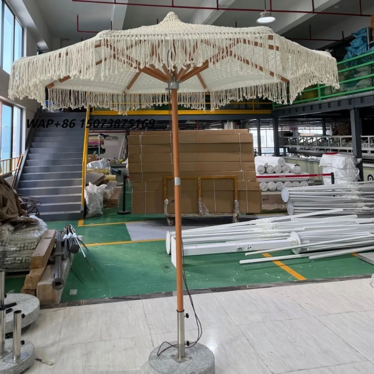 Bohemian Openwork Patio Umbrella Printed Lining Double-Layer Design Alloy Frame 3000mm Waterprooffor Outdoor Sunshade Patios