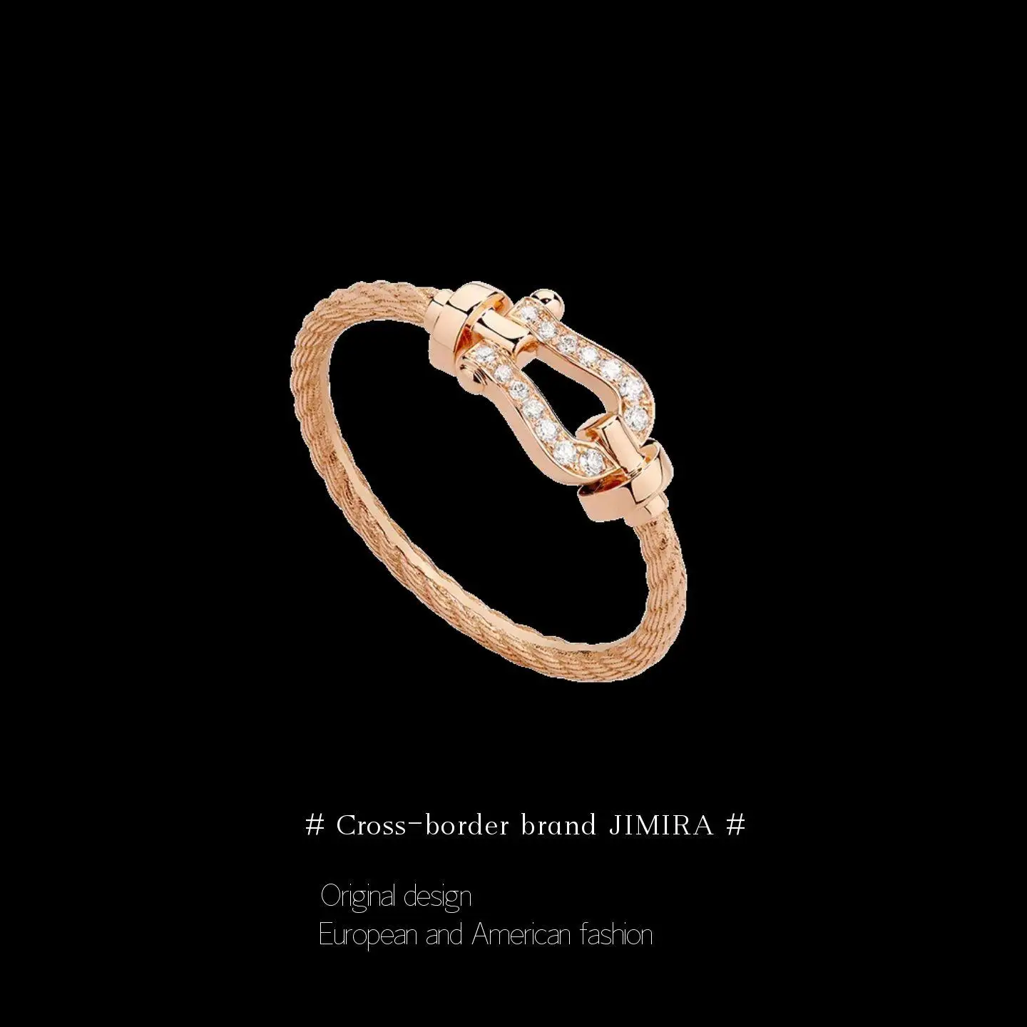 18k-rose-gold-hoof-ring-for-women-fashionable-unique-design-navette-clasp-ring-diamond-embedded-popular-stackable-ring