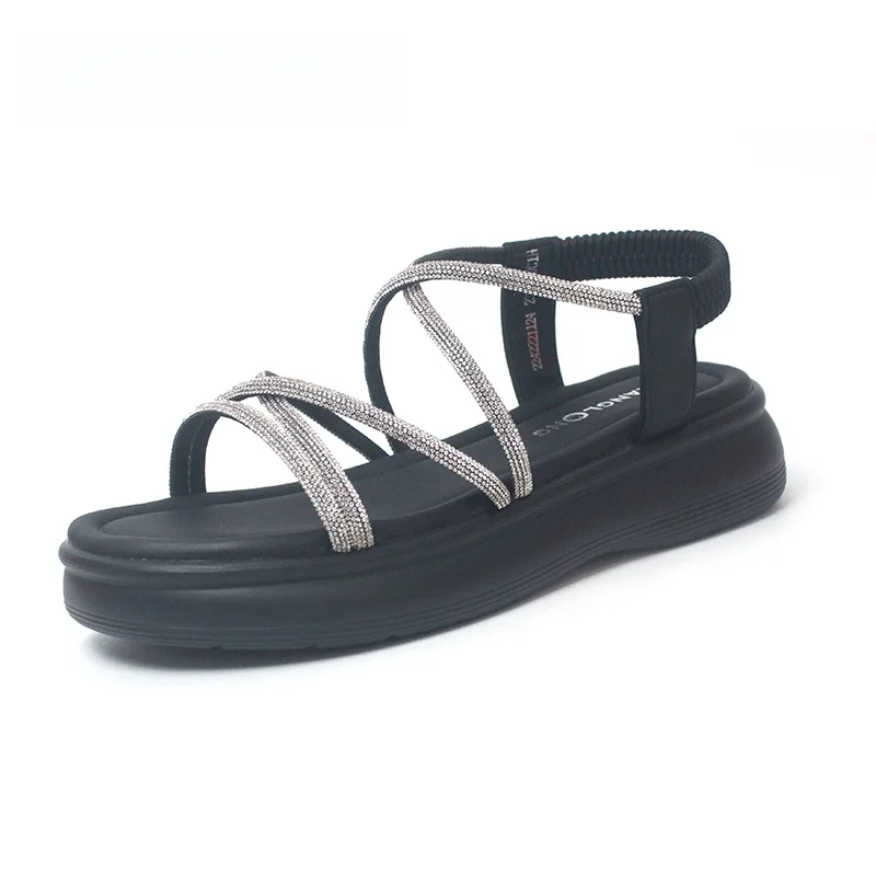 

Модные женские сандалии на плоской подошве, лето 2024, повседневные слипоны, черные и бежевые, удобные, дышащие, из искусственной кожи