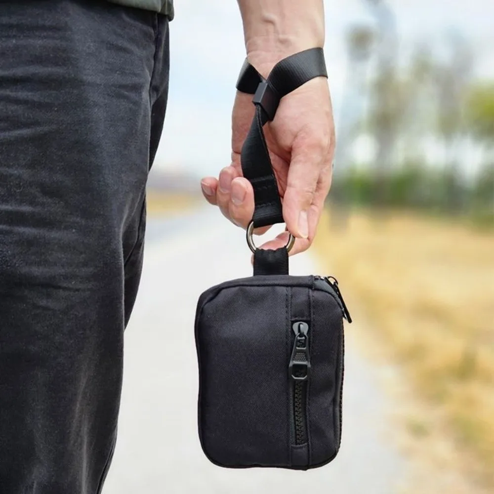 New Black Wrist Lanyard Coin Purse Waterproof Multifunctional Key Wallet Lightweight Zipper Pocket Key Bag Outdoor