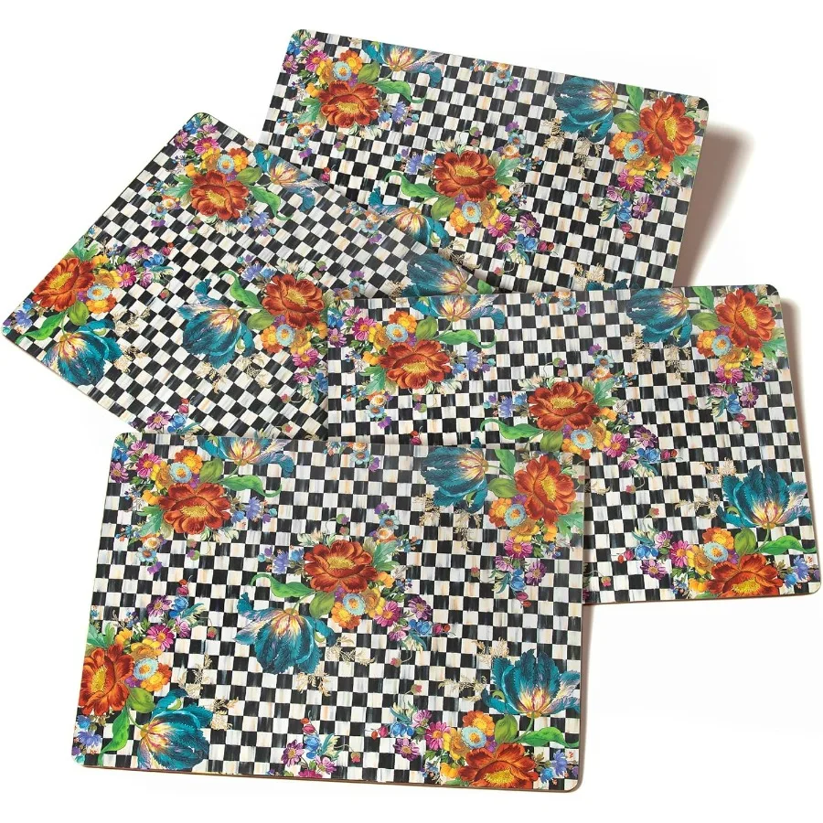 

Set of 4 CorkBack Placemats with HardFinish Surface for Dining Tables Ideal for Kitchen and Living Room Use Featuring a Classic