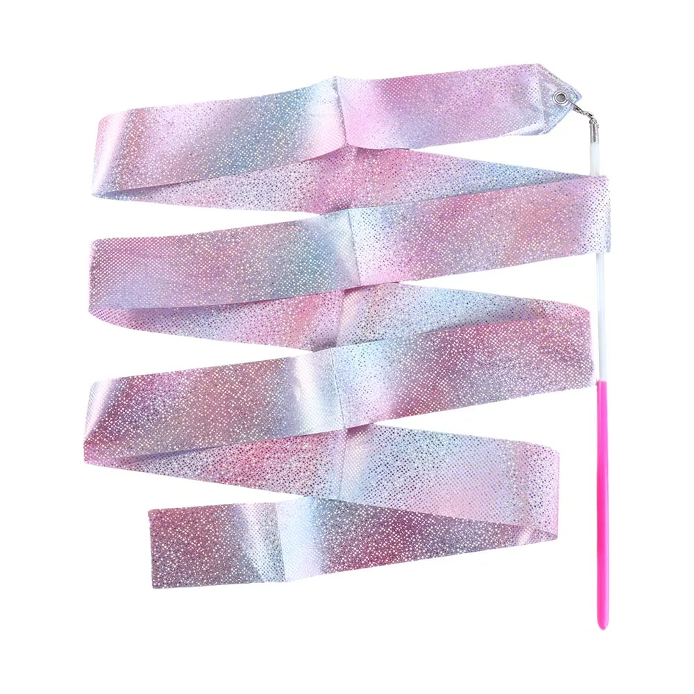 Rhythmic Art Gymnastics Rainbow Stick Flashing Star   Ballet Streamer Gym Ribbons Dance Ribbon Twirling Rod