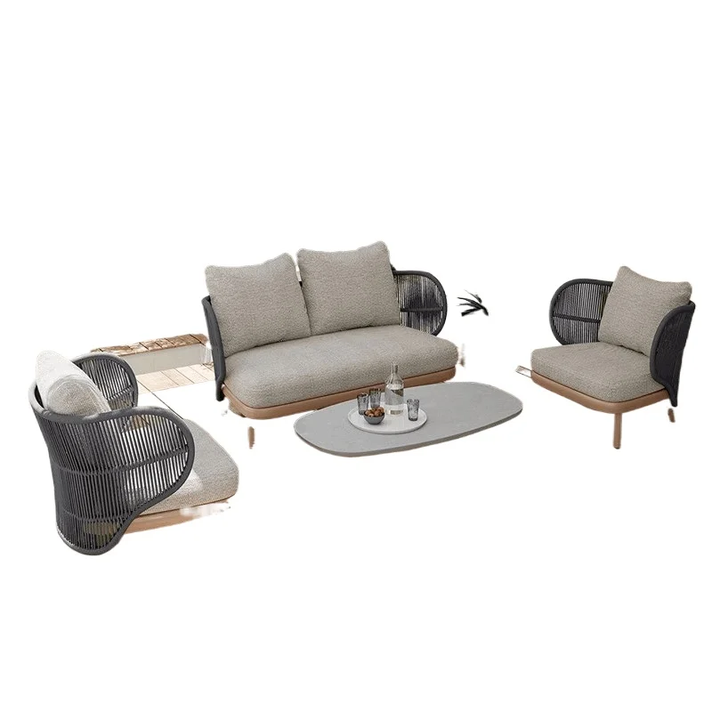 

Nordic courtyard rattan sofa, balcony outdoor leisure waterproof sun creative aluminum alloy furniture combination